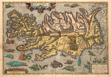 1590 islandia iceland map sea monsters historic vintage poster abraham ortelius ebay