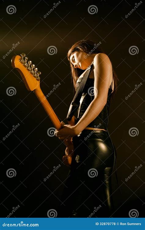 Female Guitarist Playing On Stage Stock Photo Image Of Guitar