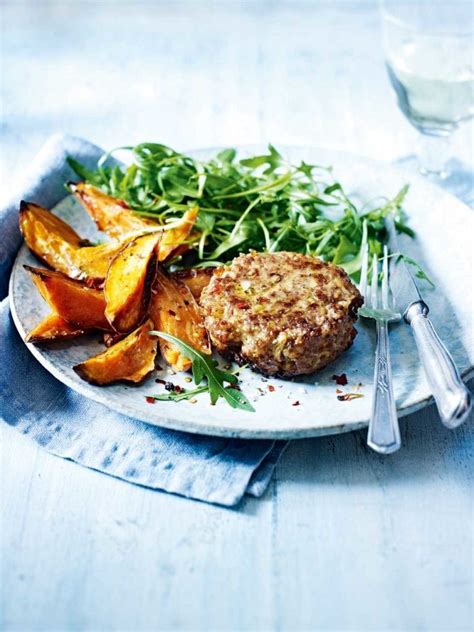 Spiced Lamb Burgers With Sweet Potato Chips Recipe Delicious Magazine