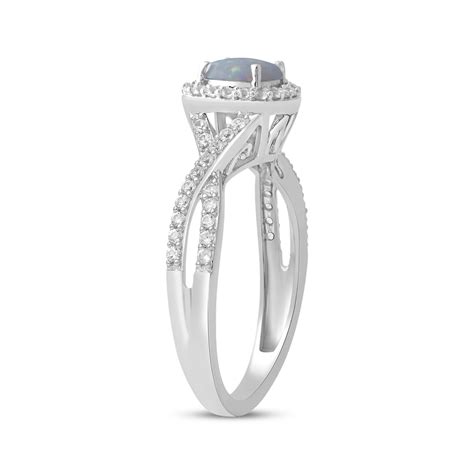 Lab Created Opal And White Lab Created Sapphire Ring Sterling Silver Kay
