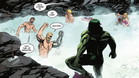 This Week The Avengers Unwound With Naked Hot Tubbing In Avengers Comics Drawing