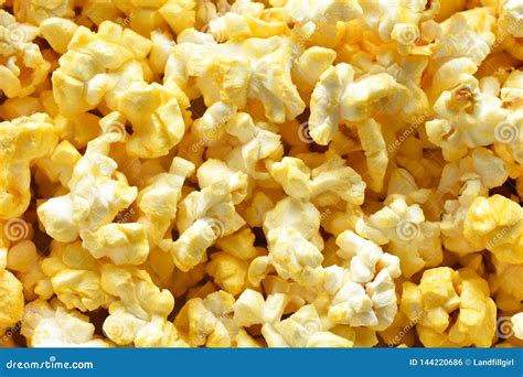 Buttered Popcorn Close Up Stock Photo Image Of Texture 144220686