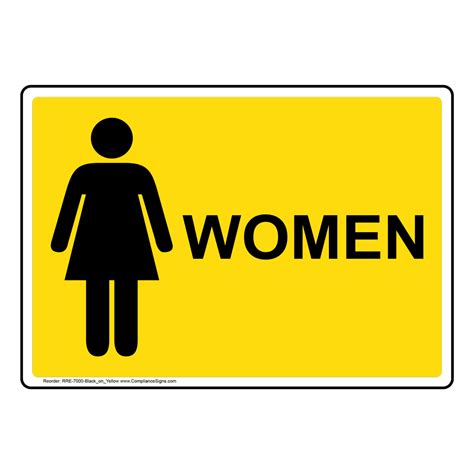Women Restroom Door Sign Black On Yellow 6 Sizes Us Made