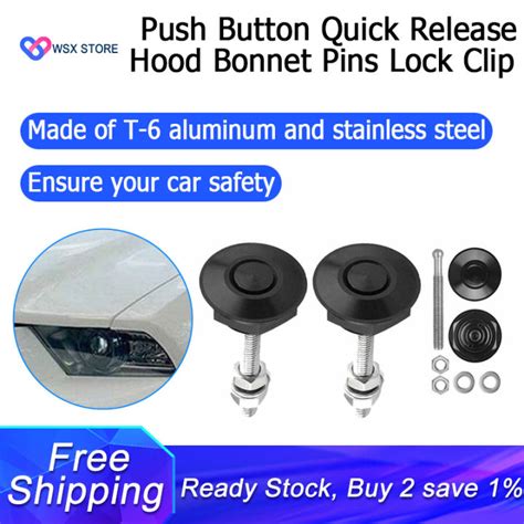 Pcs Push Button Quick Release Hood Bonnet Pins Lock Clip Car Bumper Latch Kit Lazada Ph