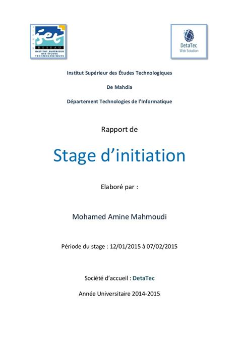 Rapport de stage d'initiation 2015 Mahmoudi Mohamed Amine