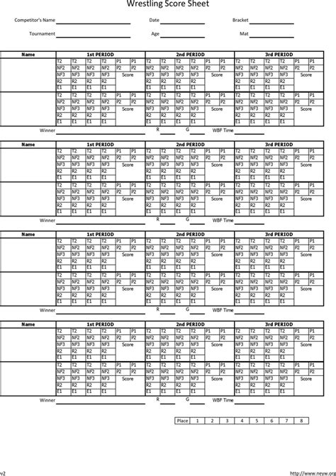 Printable Wrestling Score Sheets Web Fillable Wrestling Score Leaf