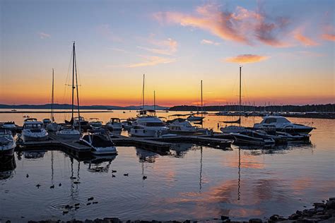 Lake Champlain Sunset From Burlington Vermont Waterfront Park Golden