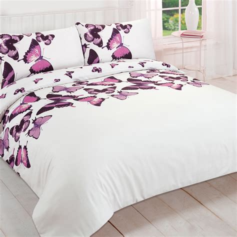 Pretty Butterfly Duvet Cover Reversible Bedding Set For Teenage