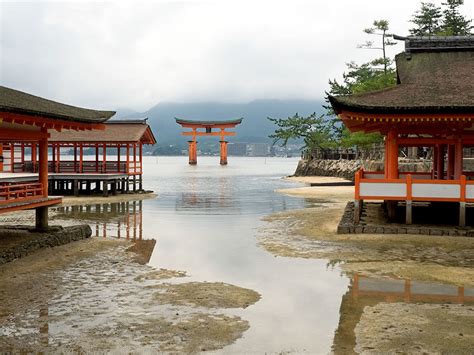 Torii Gate On Miyajima Island Near Hiroshima Japan