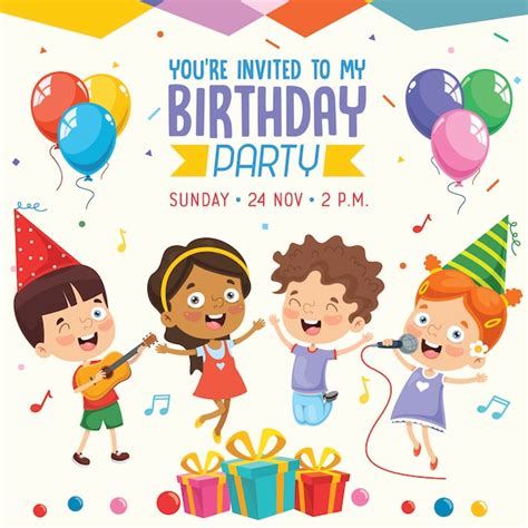 Premium Vector Vector Illustration Of Children Birthday Party
