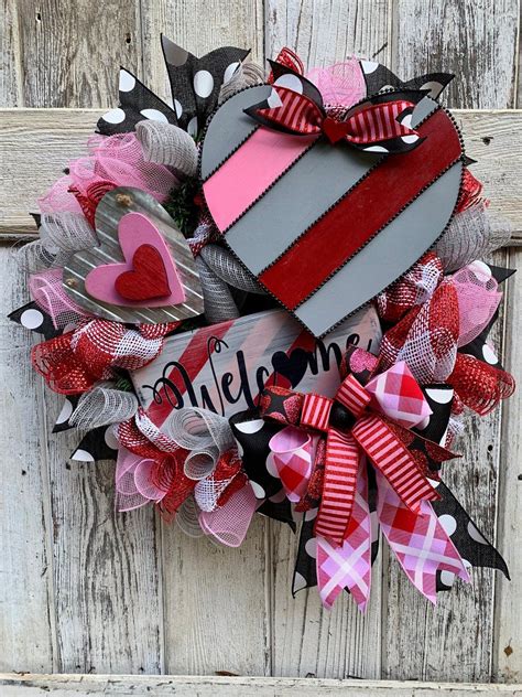 Valentine Wreath Heart Wreath Valentine Decor Front Door