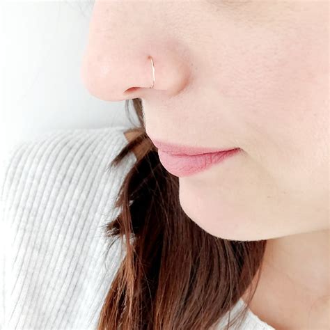 Snug Nose Ring 10k Solid Gold Nose Hoop 7mm 20g Hoop Etsy