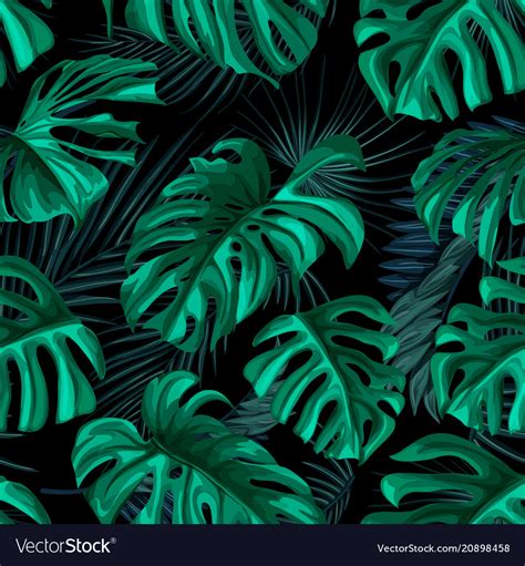 Tropical Leaves Summer Seamless Pattern Royalty Free Vector