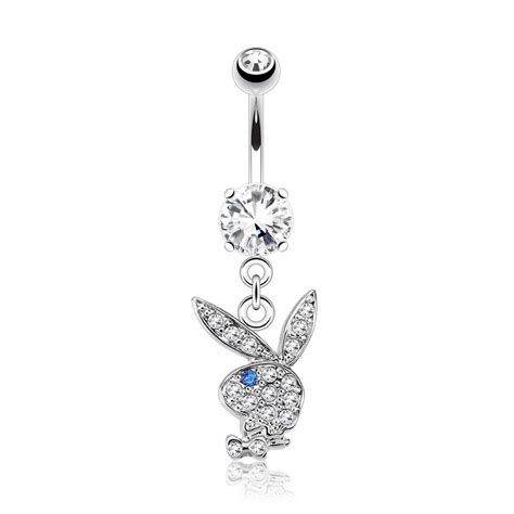 Playboy Bunny Dangling Belly Ring Belly Button Rings And Bars — Belly Bling