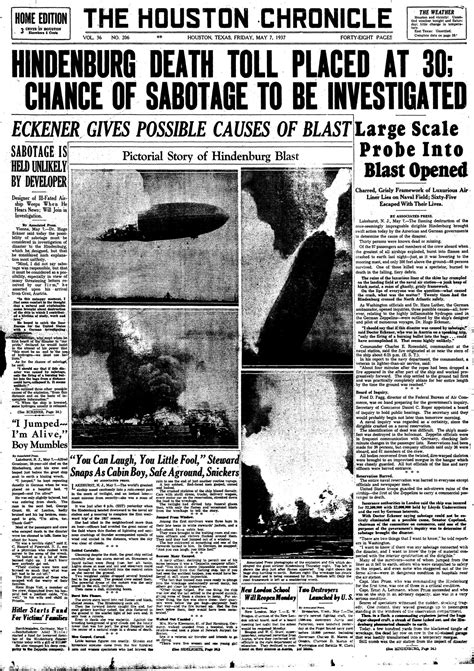 Today in history, May 7, 1937: Hindenburg disaster dominates front page