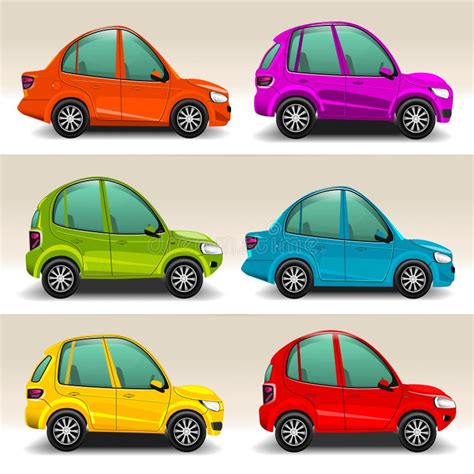 Colorful Cartoon Cars Vector Stock Vector Illustration Of Icons