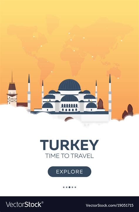 Turkey Istanbul Time To Travel Travel Poster Vector Image