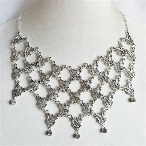 Silver Gothic Victorian Necklace Bridal Jewelry Ren Faire Costume