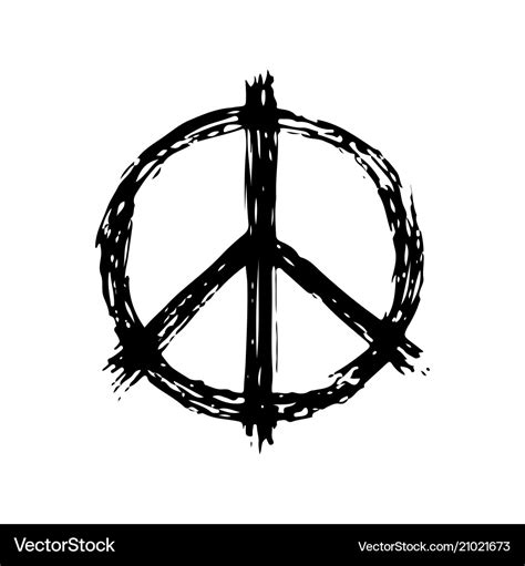 Peace Sign In Black Color Logotype Hippie Symbol Vector Image