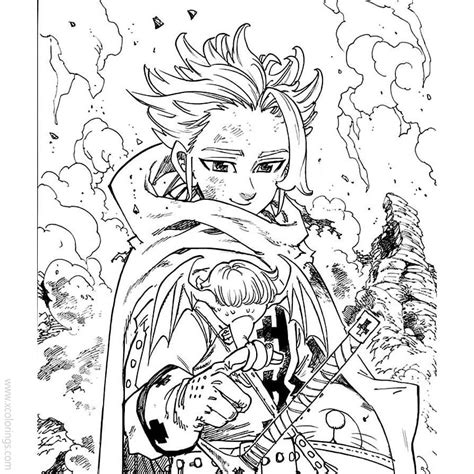 The Seven Deadly Sins Coloring Pages Meliodas Sketch - XColorings.com