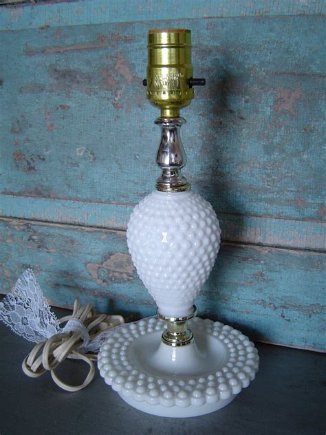 Vintage Hobnail Milk Glass Lamp By Turquoiserollerset On Etsy
