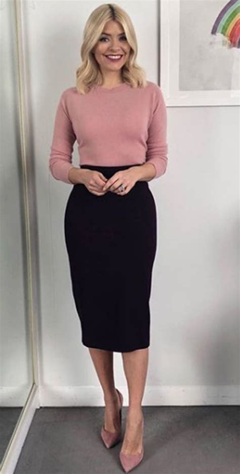 holly willoughby dan baldwin wife flashes legs in sexy secretary outfit on this morning daily