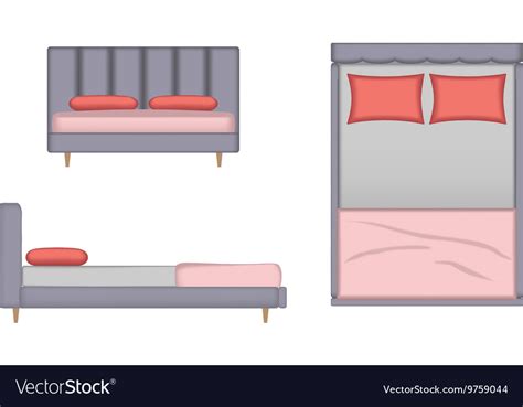 Realistic Bed Top Front Side View Royalty Free Vector Image