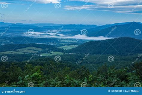 Early Morning Foggy View Of The Shenandoah Valley Stock Image Image