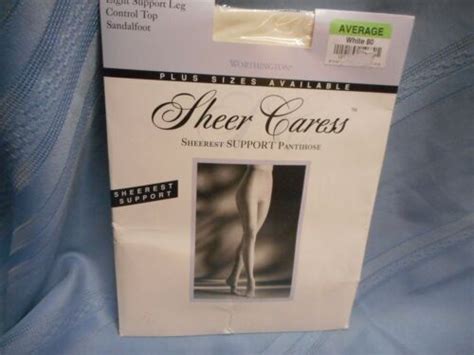 Jcpenney Pantyhose Sheer Caress Support Average White Control Top Ebay