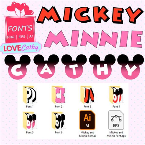 Mickey And Minnie Font Mickey Ears Font Digital Font Font Etsy