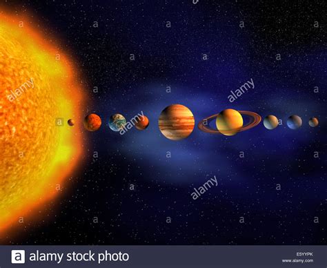 Diagram Of Planets In Solar System 3d Render Stock Photo