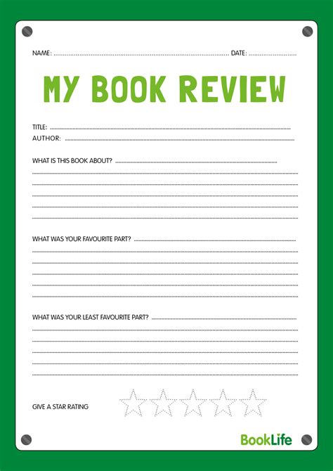 Free My Book Review Worksheet Booklife