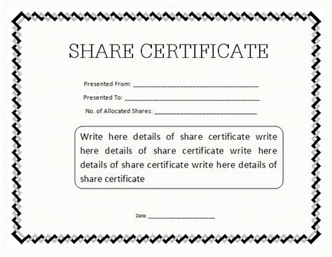 10 Share Certificate Templates Free Word Templates
