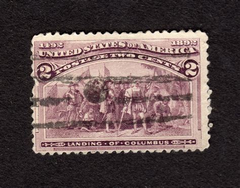 Us Postage Stamp 2 Cent Landing Of Columbus 1492 1892 Usedcanceled Etsy