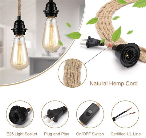 Industrial 15ft Pendant Light Cord Hanging Light Kit With Switch Plug