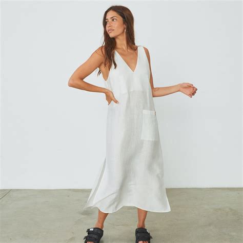 Lunya Linen Silk Double V Midi Dress Ilovehotdealz