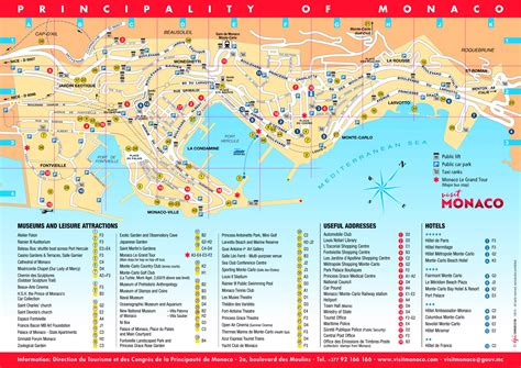 Mape vam donosimo pomoću google maps servisa koji pruža pregled satelitskih i geografskih snimaka, terena te kombinacije tako da možete približiti kartu do blizine ulica i kuća. Monaco Touristische Karte