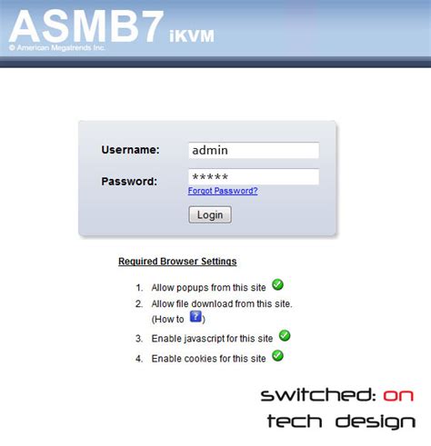 Asus ASMB7-iKVM IPMI default login and password - Switched On Tech Design