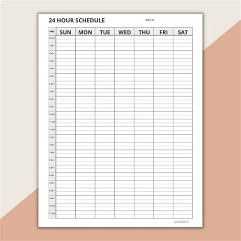 24 Hour Daily Schedule Template 1 Page Layout Printable Love Our Real