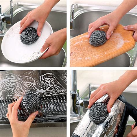 Pcs Kitchen Gadgets Steel Wool Cleaning Pot Pan Degreasing Cleaner Sponge Stee Cleaning Products