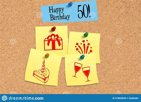 A Pin Board And Happy 50th Birthday Stock Photo