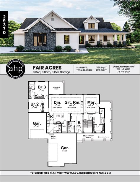 1 Story Farmhouse House Plan Fair Acres Cottage Style House Plans