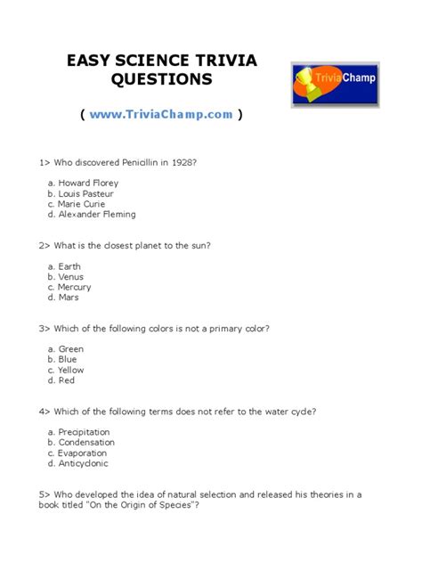 Easy Science Trivia Questions Carbon Oxygen