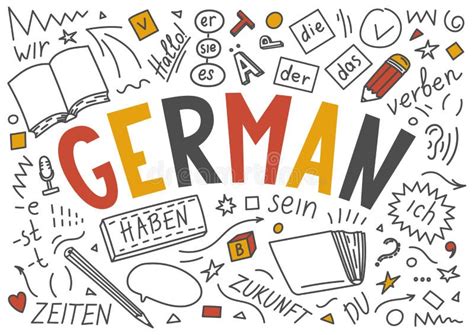 German Language Hand Drawn Doodles And Lettering Stock Vector Illustration Of Letters Speak