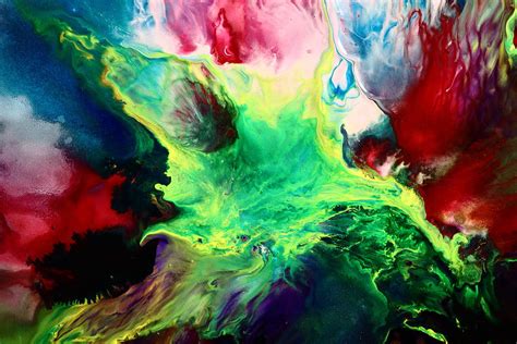 Abstract Art Colorful Bright Fluid Painting Watercolor Splash By