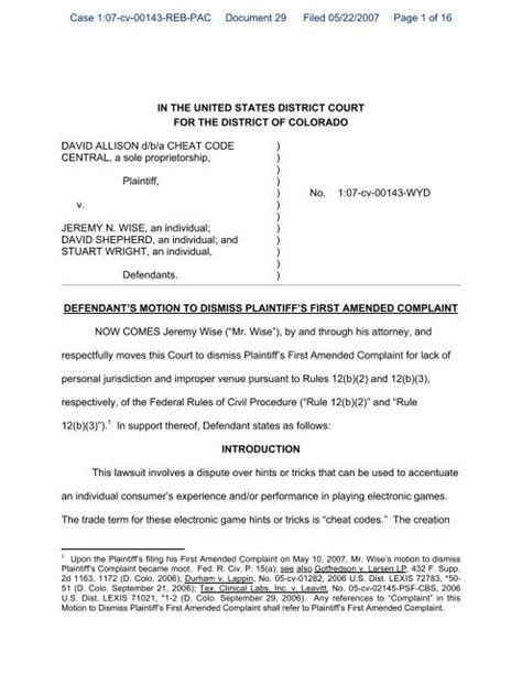 Motion To Dismiss Amended Complaint Mudd Law Offices