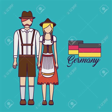 man woman german germany cartoon avatar cloth traditional oktoberfest icon colorful and flat