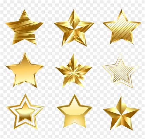 Transparent Golden Stars Set Png Clipart Golden Star Png Free
