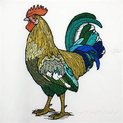 Large Rooster Machine Embroidery Design 5 Sizes Royal Present Embroidery