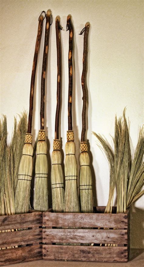 Natural Handle Besom Traditional Round Sewn Broom Branch Handle